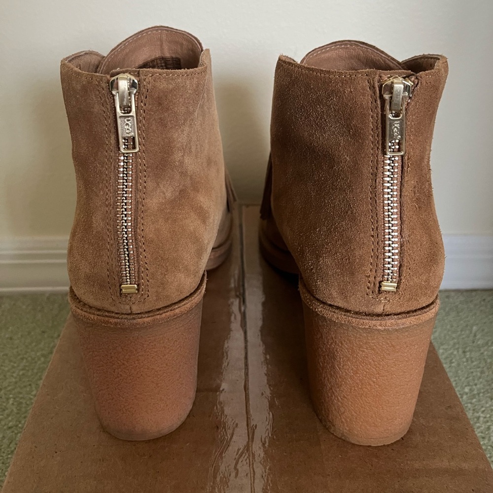 UGG Reeza Fringe Ankle Boots 1018642 Chestnut Suede Size 10 EUC - Picture 4 of 9